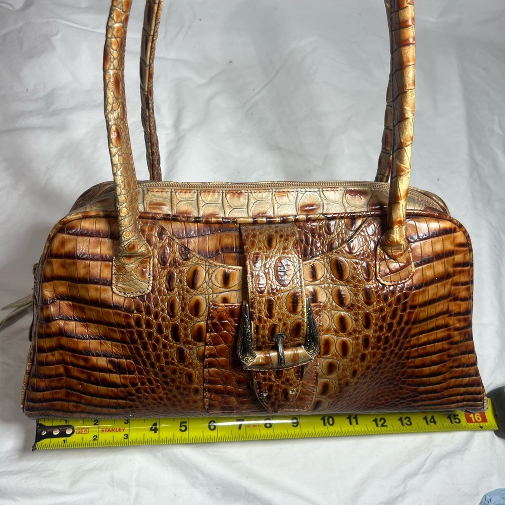 Viva Bags of California brown crocodile-embossed leather handbag.
